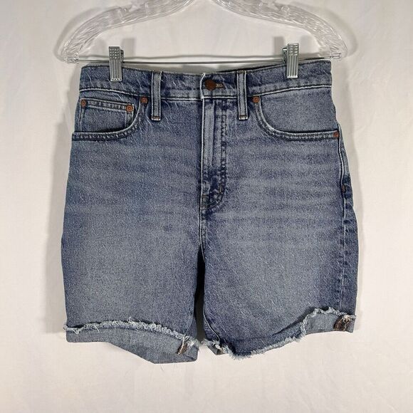 Madewell Cut Off Jean Shorts Women's 27 Medium Wash Denim High Rise Mid-Length - Picture 1 of 10